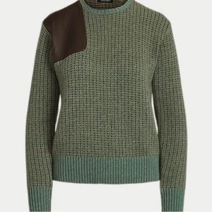 Lauren Ralph Lauren Faux-Leather-Trim Wool-Blend Sweater - Multi Size: XL